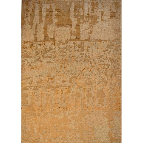 NuStory Contemporary Luxurious Hand Knotted 2' x 3' Area Rug in Blaze/Gold/Cream - 2' x 3'