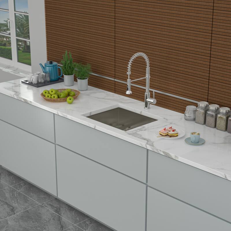 Undermount 16 Gauge Single Bowl Stainless Steel Kitchen Sink in Brushed Nickel