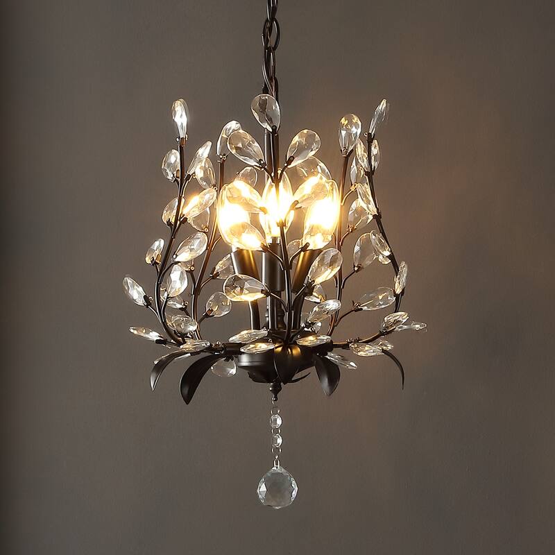 Joanna 12" 3-Light Contemporary Bohemian Iron/Acrylic LED Pendant, Oil Rubbed Bronze/Clear by JONATHAN Y