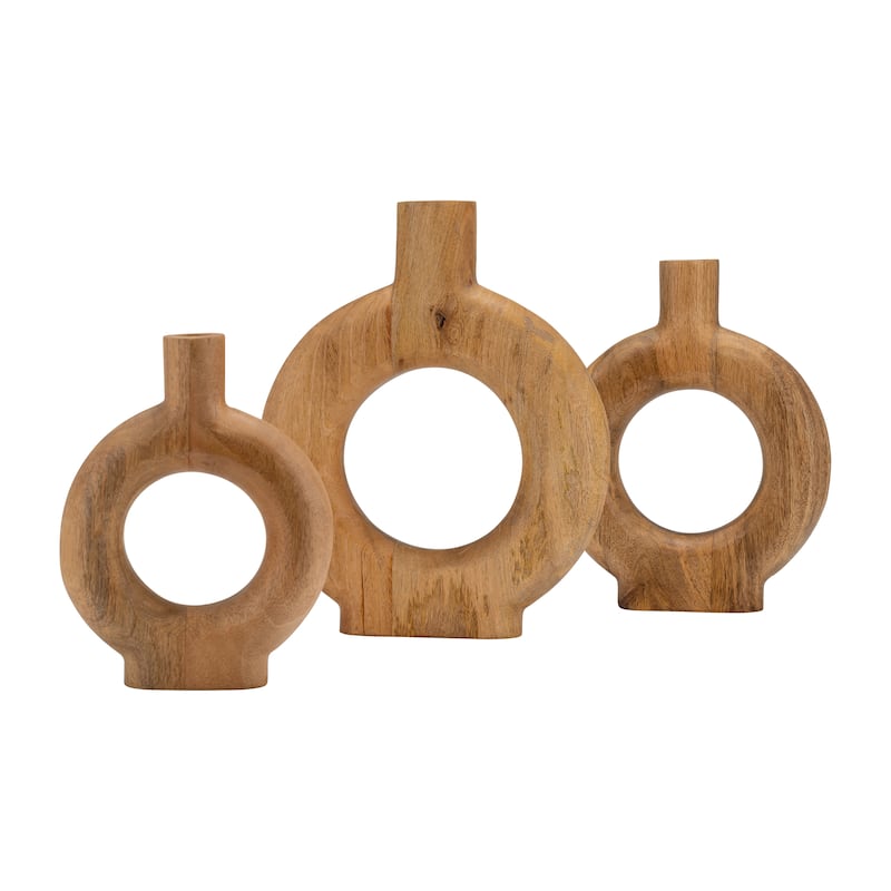 Sagebrook Home Natural Wood Donut Shaped Vase