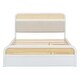 preview thumbnail 5 of 8, Queen Size Platform Bed with Trundle, Pine Wooden Bed with 2 Drawers, Kid's Bed with Rattan Headboard, White