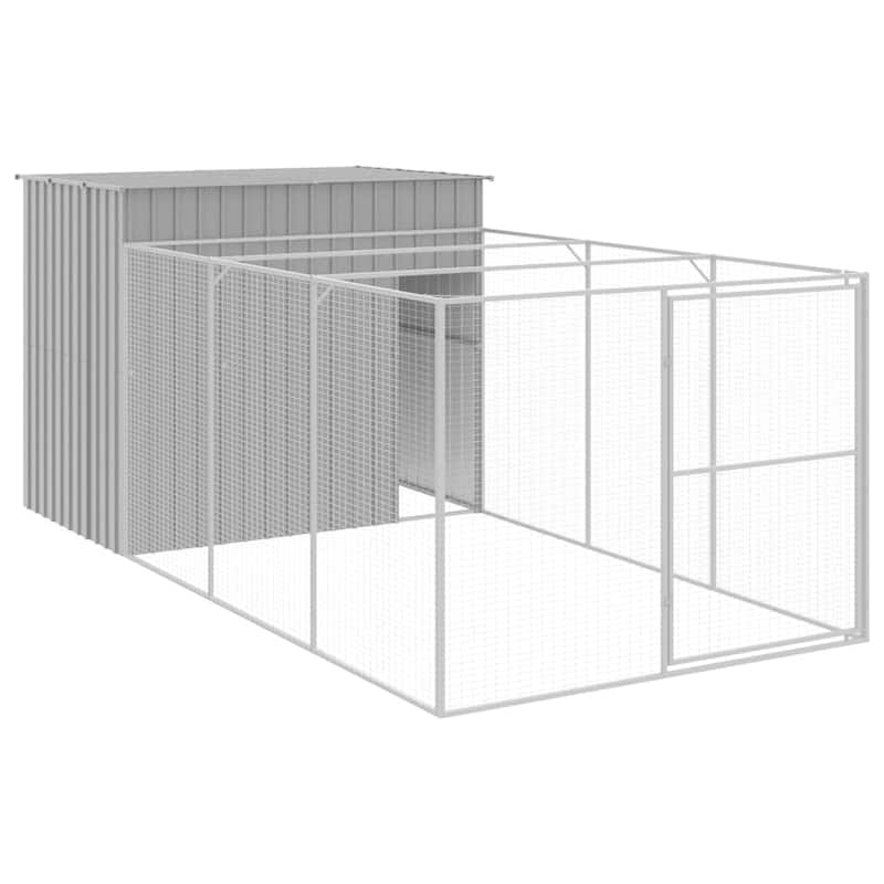 vidaXL Dog House with Run Light Gray/Anthracite multisize Galvanized Steel