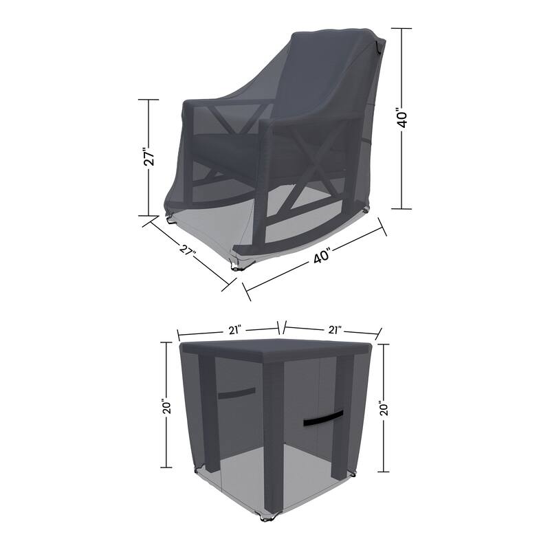 Forever Patio 3 Piece Furniture Cover For Outdoor Rocking Chair - 40 x 26 x 39