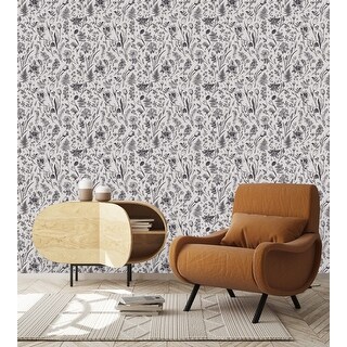 Black and White Meadow Flowers Wallpaper Peel and Stick and Prepasted ...