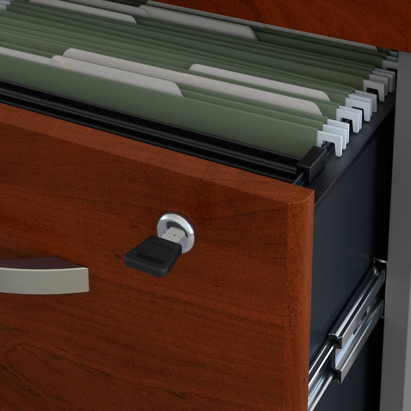 Series C 72W Sit to Stand L Shaped Desk Office Suite in Hansen Cherry