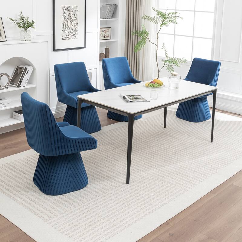 SEYNAR Modern Velvet 360 Degree Swivel Armless Dining chair Set of 4