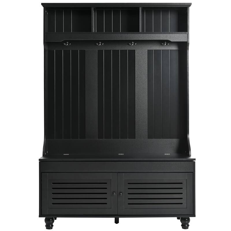 47.2'' Wide Hall Tree with Storage Bench - 47.2" D x 17.8" W x 69.1" H - Black