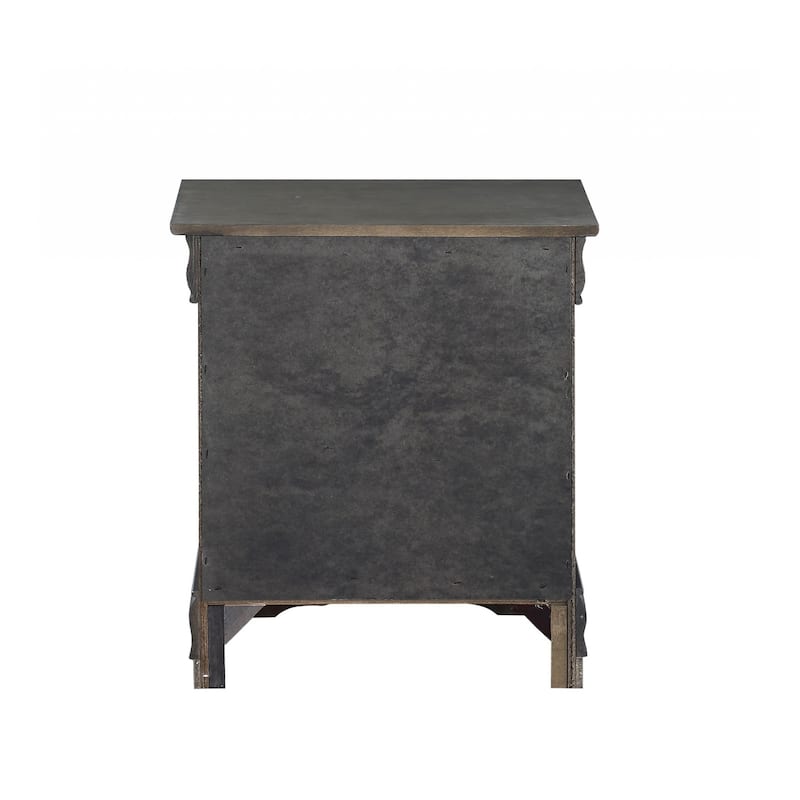 Wood Nightstand with 2 Drawers and Metal Handles
