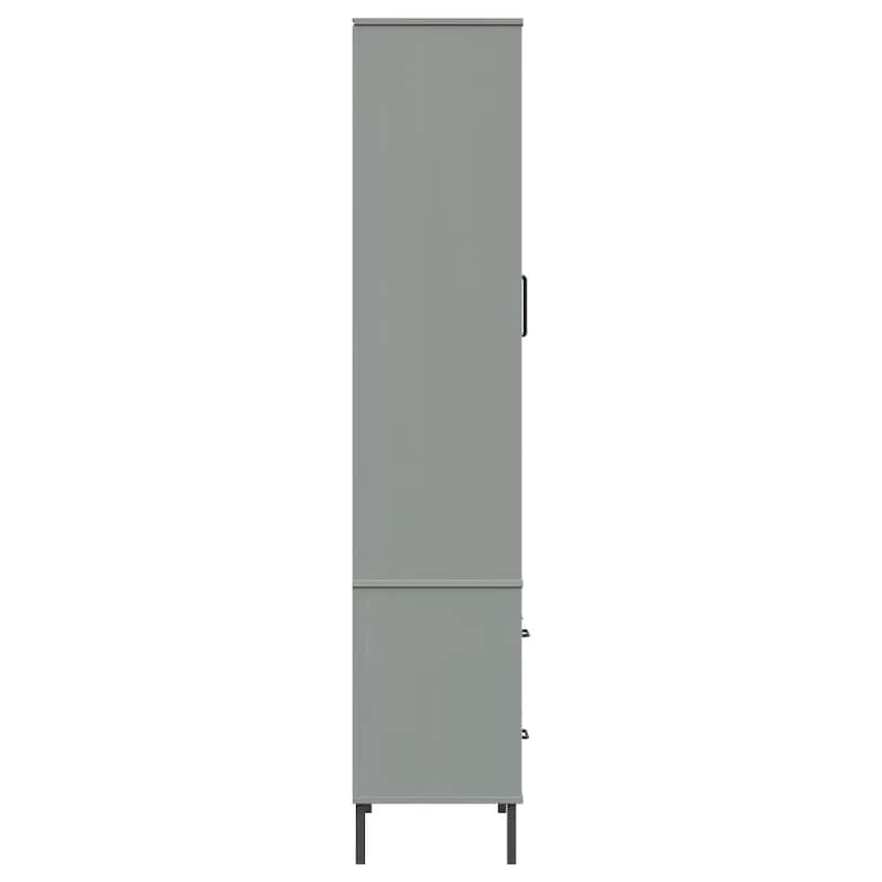 vidaXL Bookshelf Book Cabinet with Metal Legs Storage Cabinet OSLO Solid Wood - 33.5" x 13.8" x 67.9"