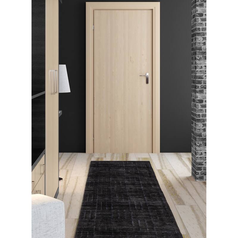 ECARPETGALLERY Hand-knotted Opulence Grey Wool Rug - 2'8 x 10'1