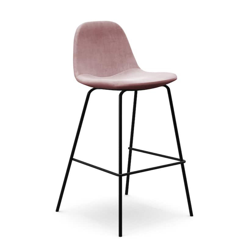 Maxine Velvet Counter Height Stools Black Legs (Set of 2)