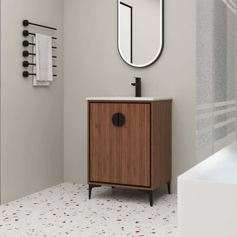 Beingnext 24"/30" Bathroom Vanity with Sink, Freestanding Bathroom Vanity with Soft Close Door and Adjustable Shelf
