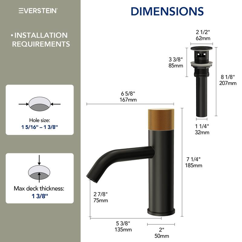 Modern 1-Handle Single Hole Bathroom Faucet with Anti-Slip Handle