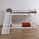 preview thumbnail 2 of 4, White Elevated Cross Guard Rail with Slide Twin Pine Wooden Bed