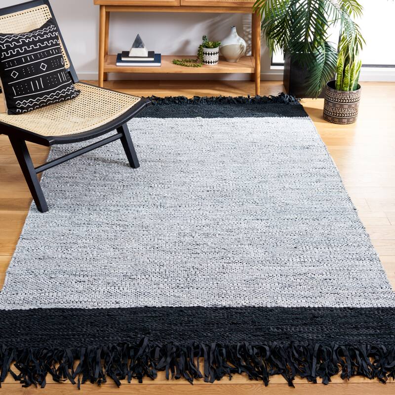 SAFAVIEH Handmade Vintage Leather Nichole Modern Rug - 3' x 5' - Ivory/Black