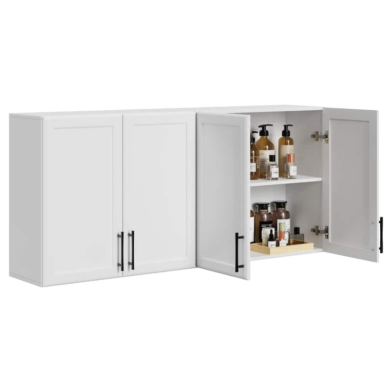 Shaker Style Wall Storage Cabinet with 2 Doors and Shelf Set of 2