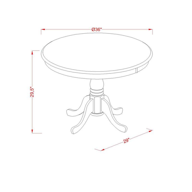 East West Furniture 5 Piece Dining Table Set- A Round Kitchen Table and 4 Linen Fabric Parson Chairs,(Finish Options)
