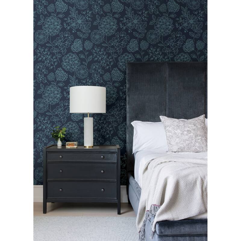 Scott Living Ada Indigo Floral Wallpaper