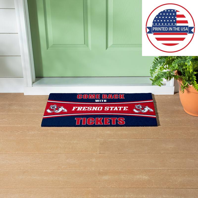 Fresno State University 28 in. x 16 in. PVC "Come Back With Tickets" Trapper Door Mat