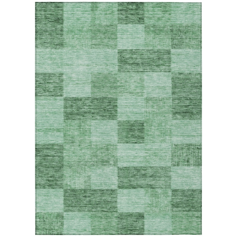 Machine Washable Indoor/ Outdoor Checker Chantille Rug