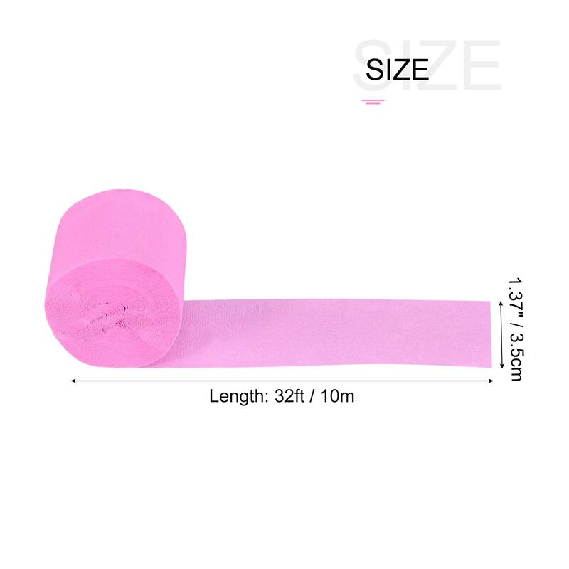 6pcs Crepe Paper Streamer 32ft Long 1.37 Inch Wide for Party Ornament - Pink