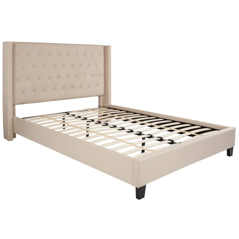 Tufted Upholstered Nailhead Trim Platform Bed