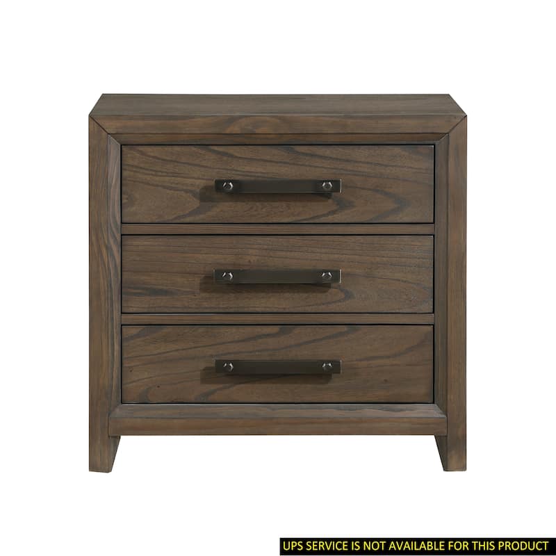 Dark Walnut Finish Nightstand of 3 Drawers Classic Design Bedroom Furniture 1pc - Walnut