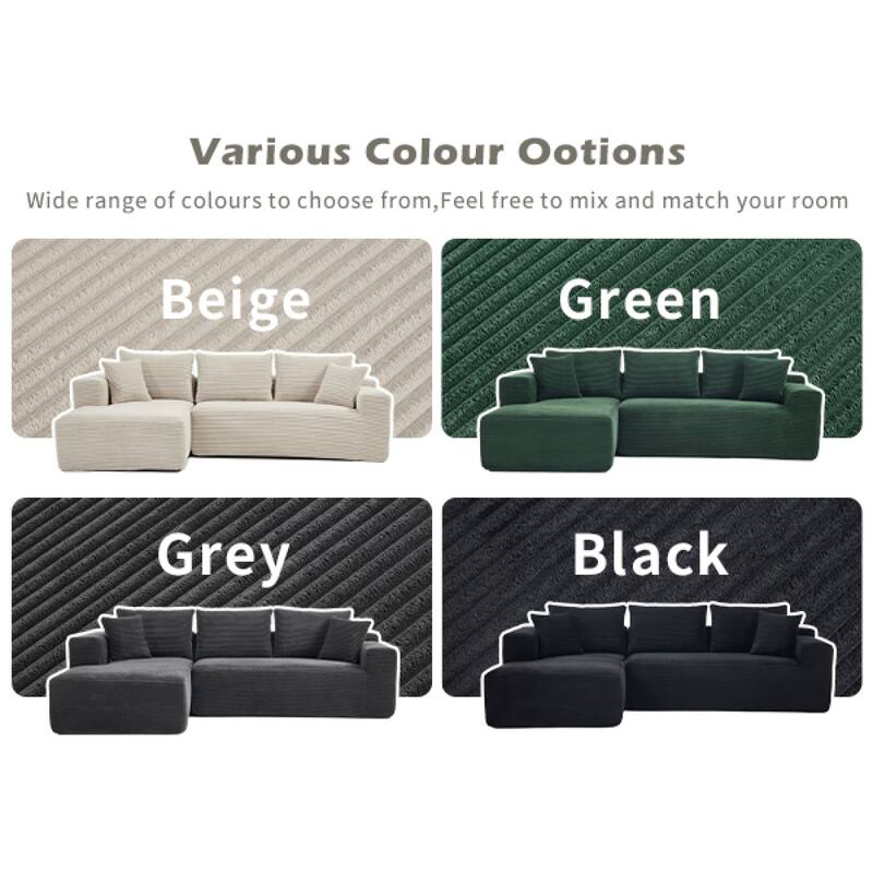 Roomfitters Modular Sectional Sofa L-Shape Cloud Couch with Oversized Left Facing Chaise, Memory Foam 2-Seat Sofa