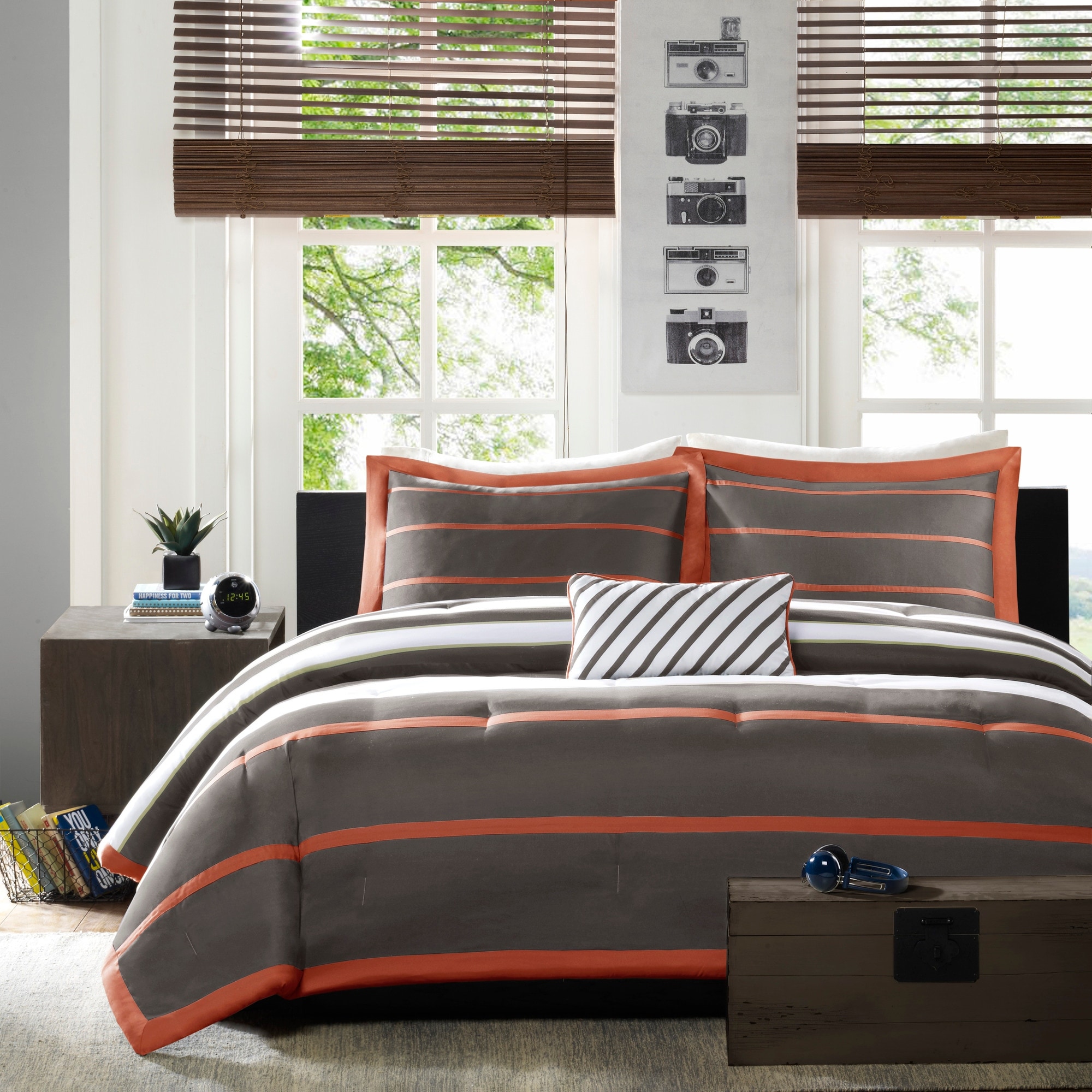 Mi Zone Jonah Striped Orange Grey Comforter Set On Sale Overstock 8458601 Such as png, jpg, animated gifs, pic art, logo, black and white, transparent, etc. mi zone jonah striped orange grey comforter set