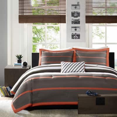 Mi Zone Jonah Striped Orange/ Grey Comforter Set