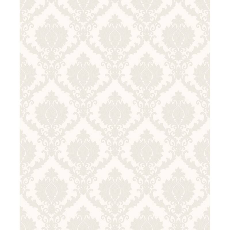 Galerie Wallcoverings Italian Classics 4 Collection Embossed Italian Damask Vinyl on Non-woven Matte Wallpaper Roll - 33 feet x 21 inches - White