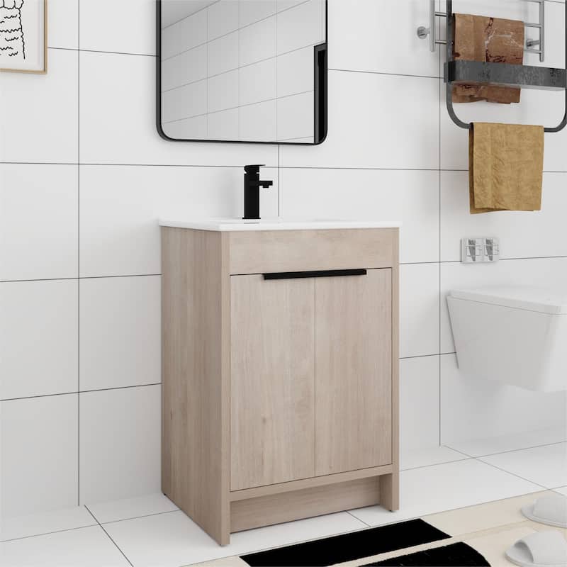 Bathroom Vanity With Sink In 24/30/36 Inch, Freestanding Bathroom Vanity With Soft Close Door and Adjustable Shelf