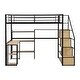 preview thumbnail 12 of 10, Full Size Loft Kids Bed Frame with Staircase, Built-in Desk, and Ample Storage Shelves for Efficient Space Management, Black