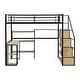 preview thumbnail 12 of 10, Full Size Metal Loft bed with Staircase, Built-in Desk and Shelves, Black