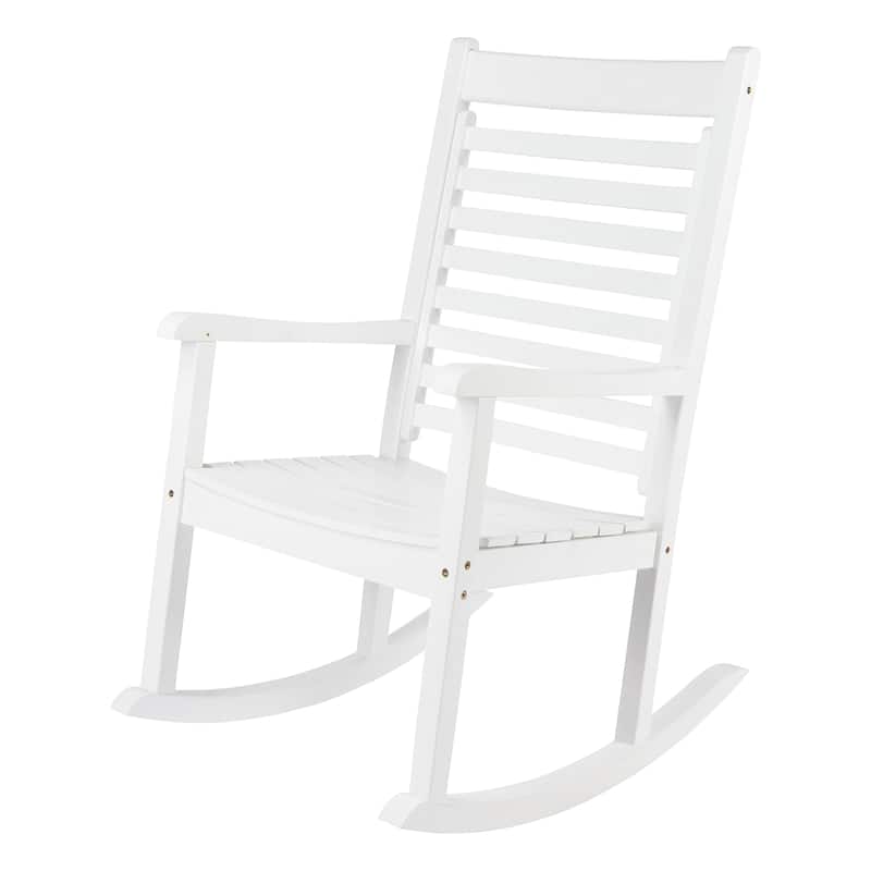 Elemental Modern Oversize Wood Outdoor Patio Rocking Chair - White
