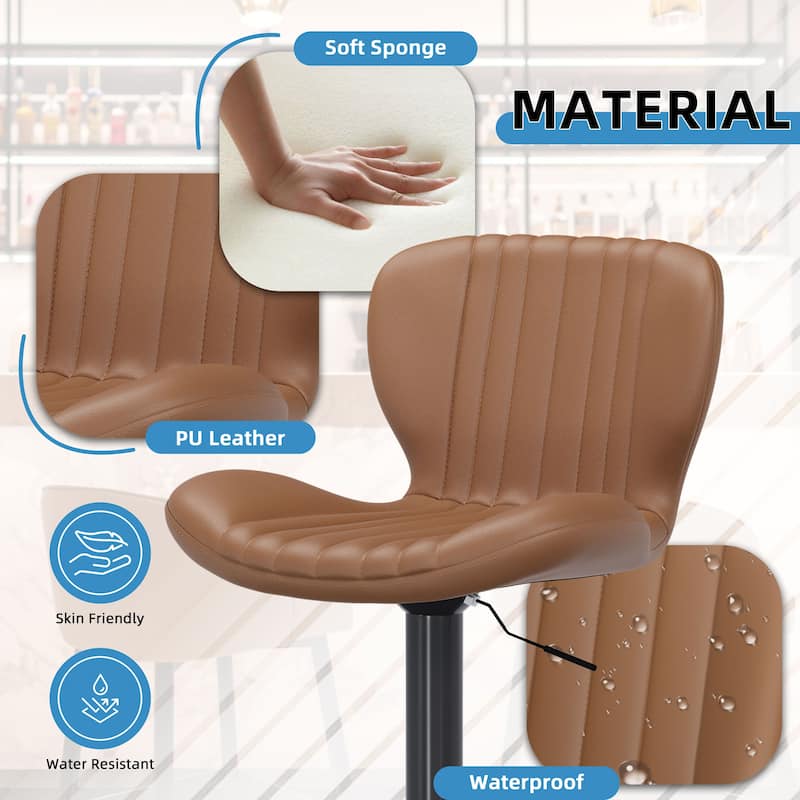 Scallop Swivel Bar Stool Set with Height-adjustable Seat - N/A