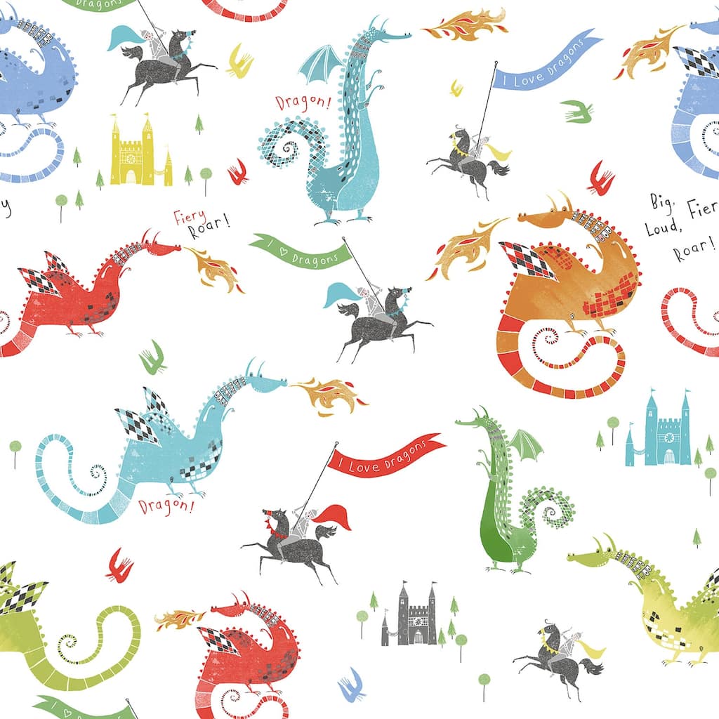 Galerie Wallcoverings Tiny Tots 2 Dragons Non-woven Matte Wallpaper Roll