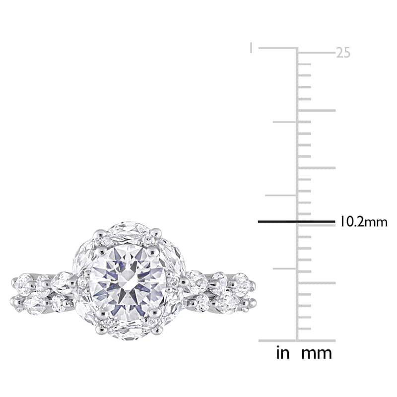 Miadora 3 3/8ct TGW Created White Sapphire Diamond Accent Bridal Ring Set in 10k White Gold