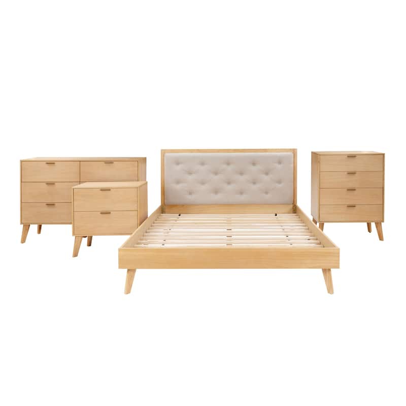 Carter Natural Wooden 4-Piece Queen Size Bedroom Set