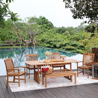 Cambridge Casual Caterina 6-Piece Teak Outdoor Extendable Dining Set