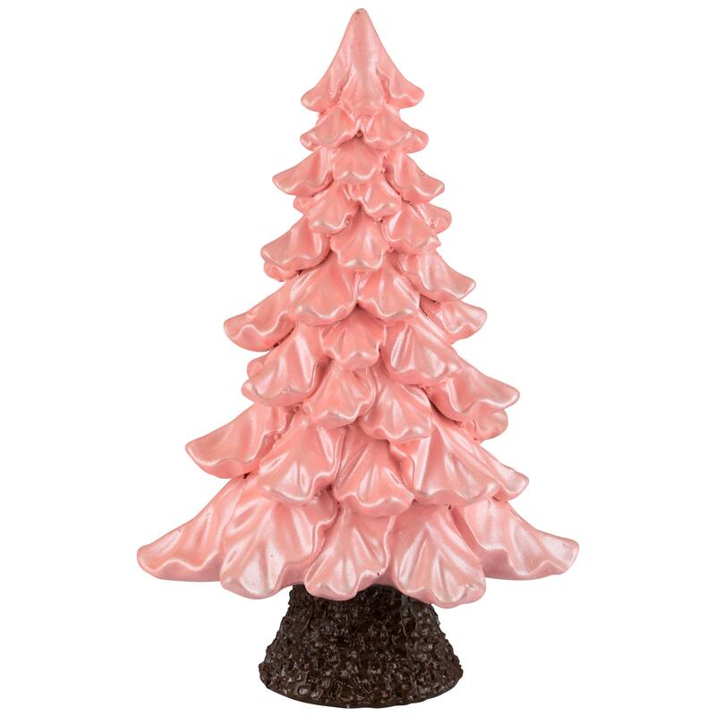 Iridescent Pearl Glazed Downswept Tree Christmas Decoration - 9.25" - Pink