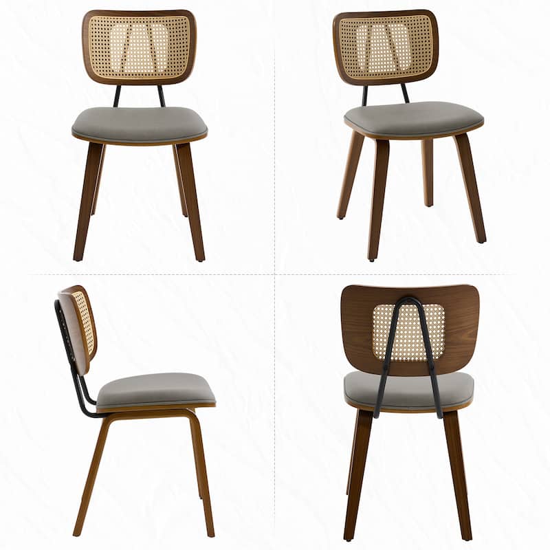 Faux Leather Upholstered Dining Chairs Set of 2/4 with Wood Legs - 32.3"H x 18.5"W x 21.8"D