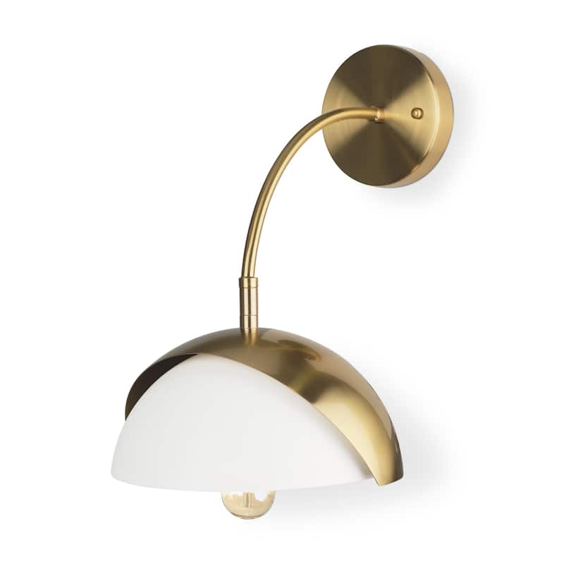Cybill Brushed Brass w/ White Metal Shade 1-Light Wall Sconce - 13.0L x 13.0W x 13.4H