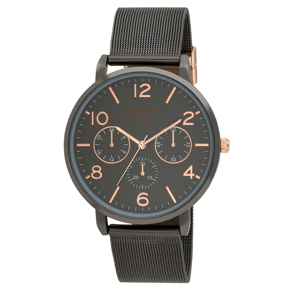 Gianello Mens Faux Chrono Two Tone Dial Mesh Bracelet Watch -5 Colors Available