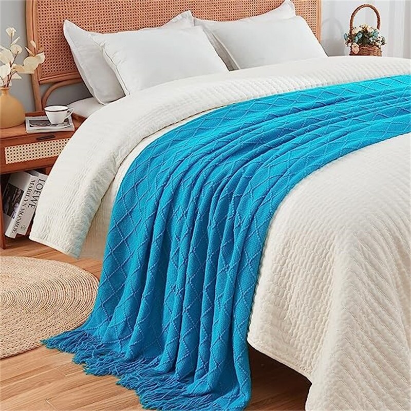 Knitted Throw Blankets Dark Grey Twin 60 x 80