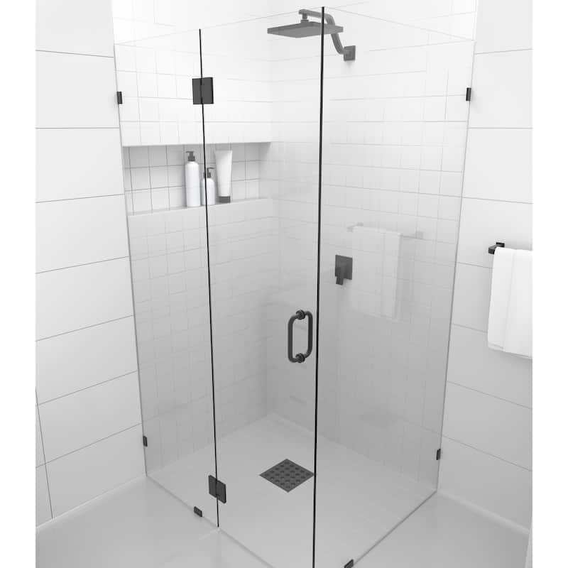 Glass Warehouse 78" x 59" x 32" Frameless 90 Degree Shower Enclosure - Glass Hinge