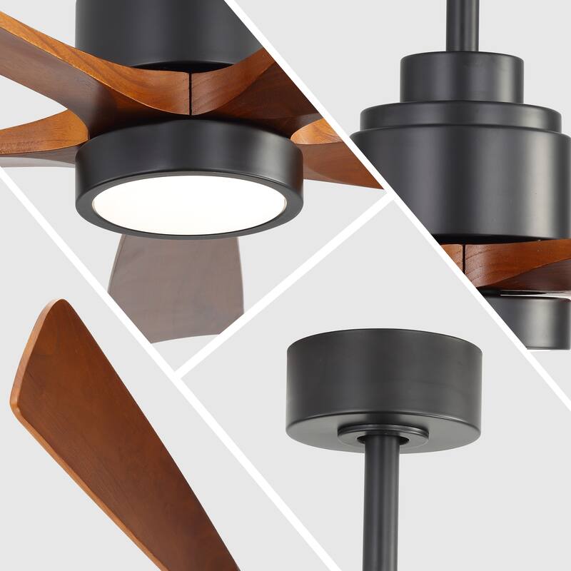 52 Inch Ceiling Fan with Blades 18W Three Color Dimmable Light Memory Function & Reversible Motor