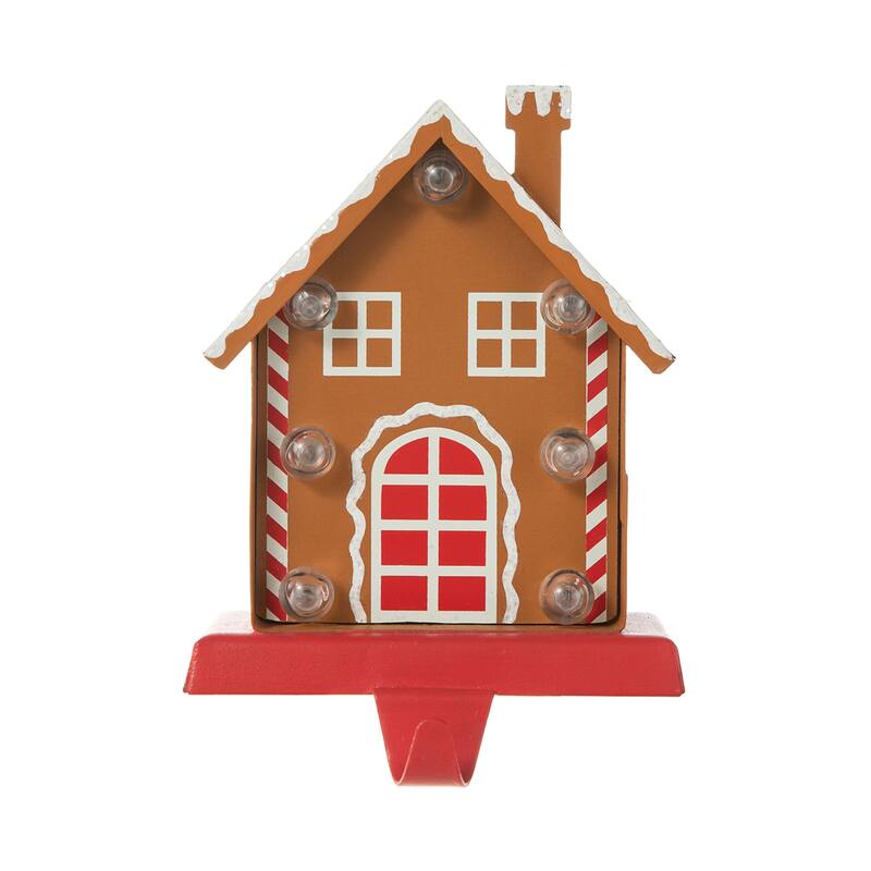 Glitzhome Christmas Marquee LED Star Snowman Tree Gingerbread Stocking Holders Mantel Ornament