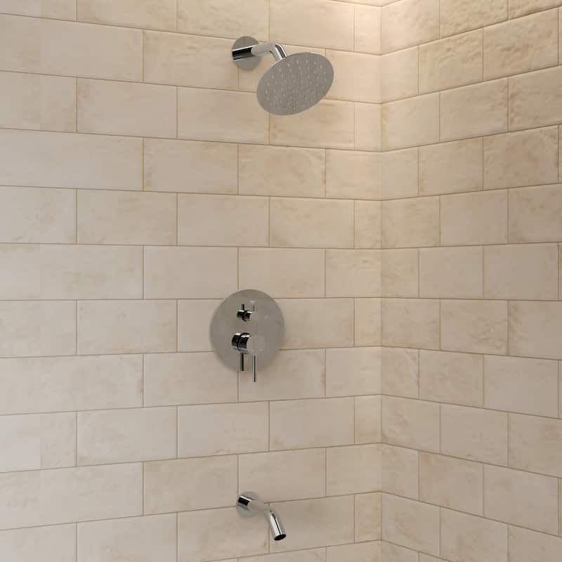GRANDJOY Wall-Mount 2-Function Shower and Tub System with Pressure Balance Valve