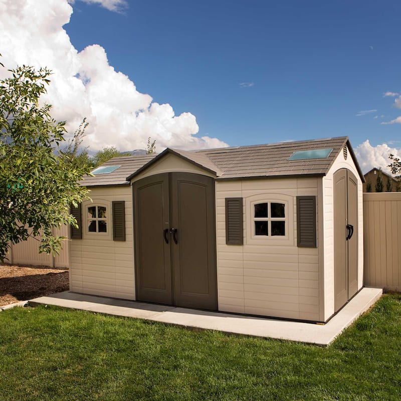 Lifetime 15 Ft. x 8 Ft. Outdoor Storage Shed - Tan